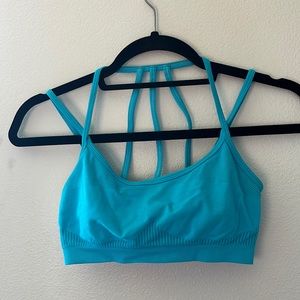 Fabletics sports bra blue straight halter XS strappy yoga workout athletic